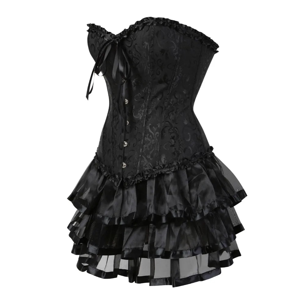 Plus Size Corset Dress & Tutu Skirt Set