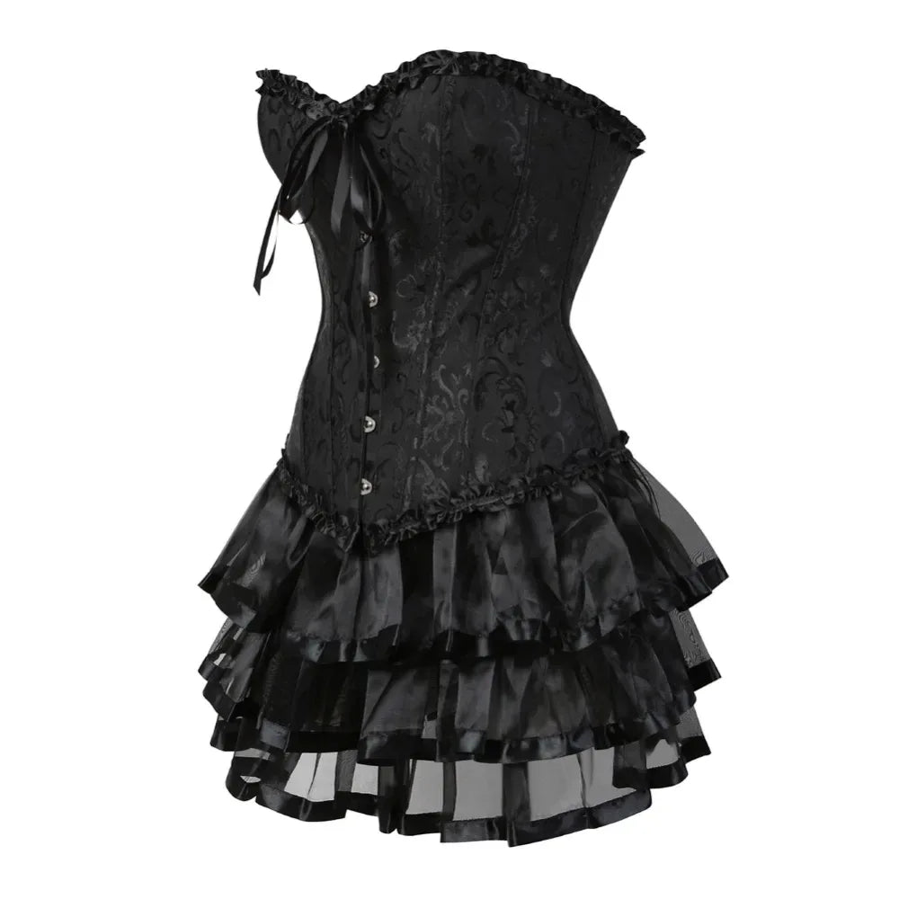 Plus Size Corset Dress & Tutu Skirt Set - Puppy's Aesthetics