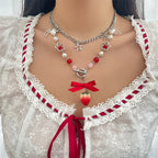 Berry Baby Bow Necklace - Puppy's Aesthetics