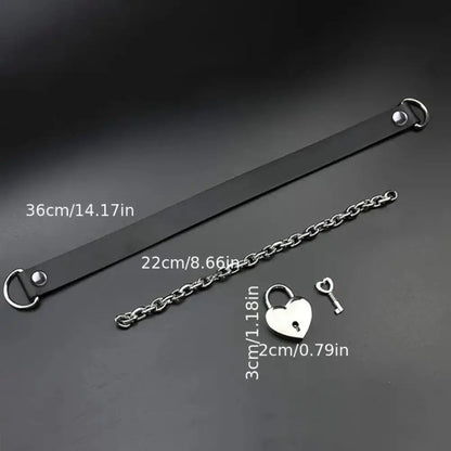 Submissive Heart Lock Stainless Steel Collar