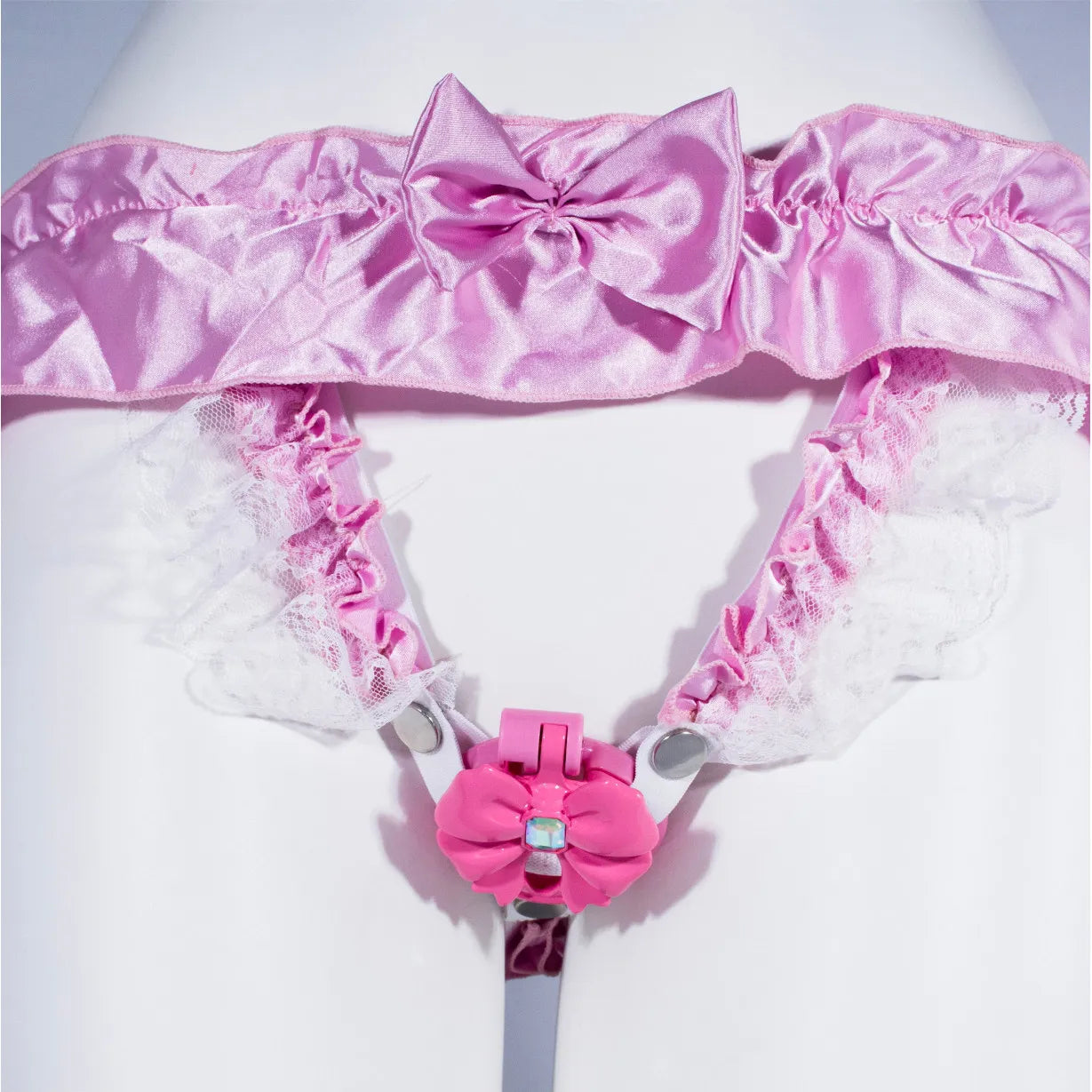 Pink Sissy Chastity Cage Ruffle Panties