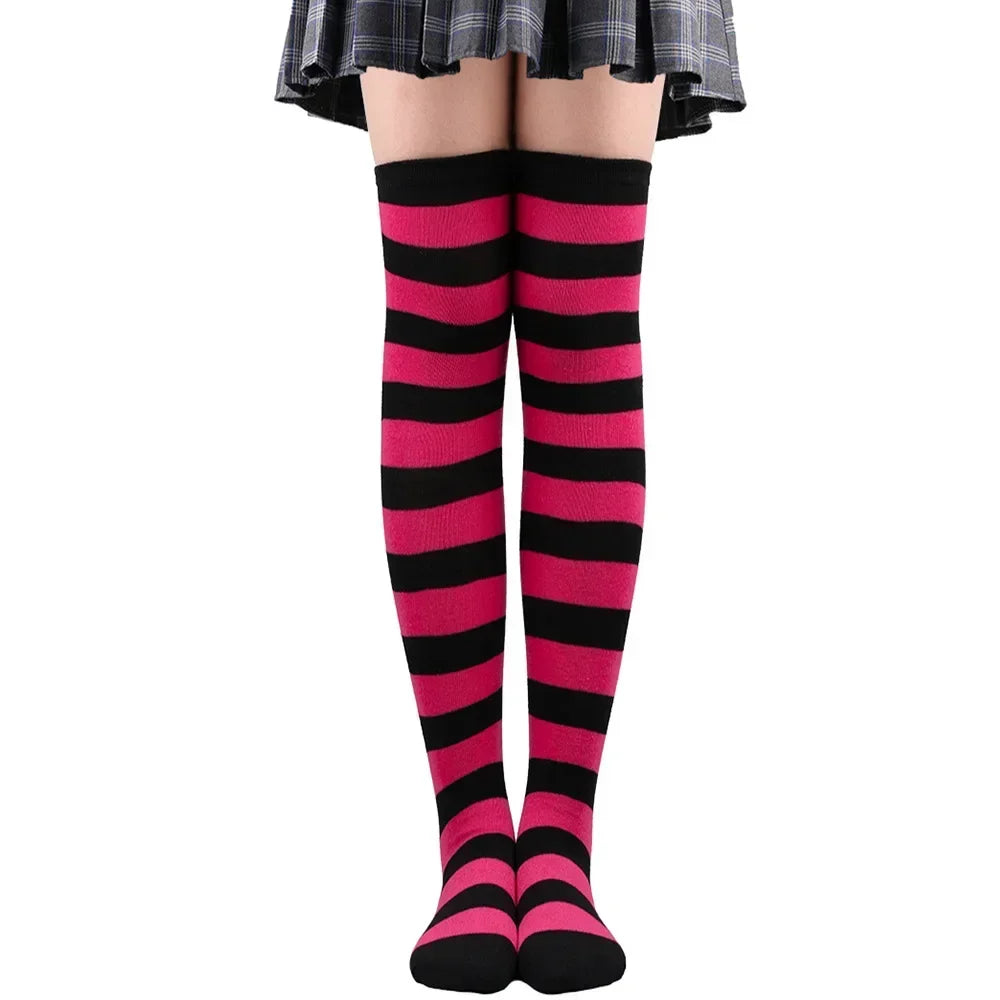 Sweet Stripe Thigh High Stockings (Colors)
