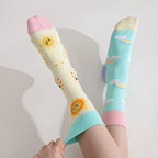 Smiley Rainbow Sky Mid-Calf Socks