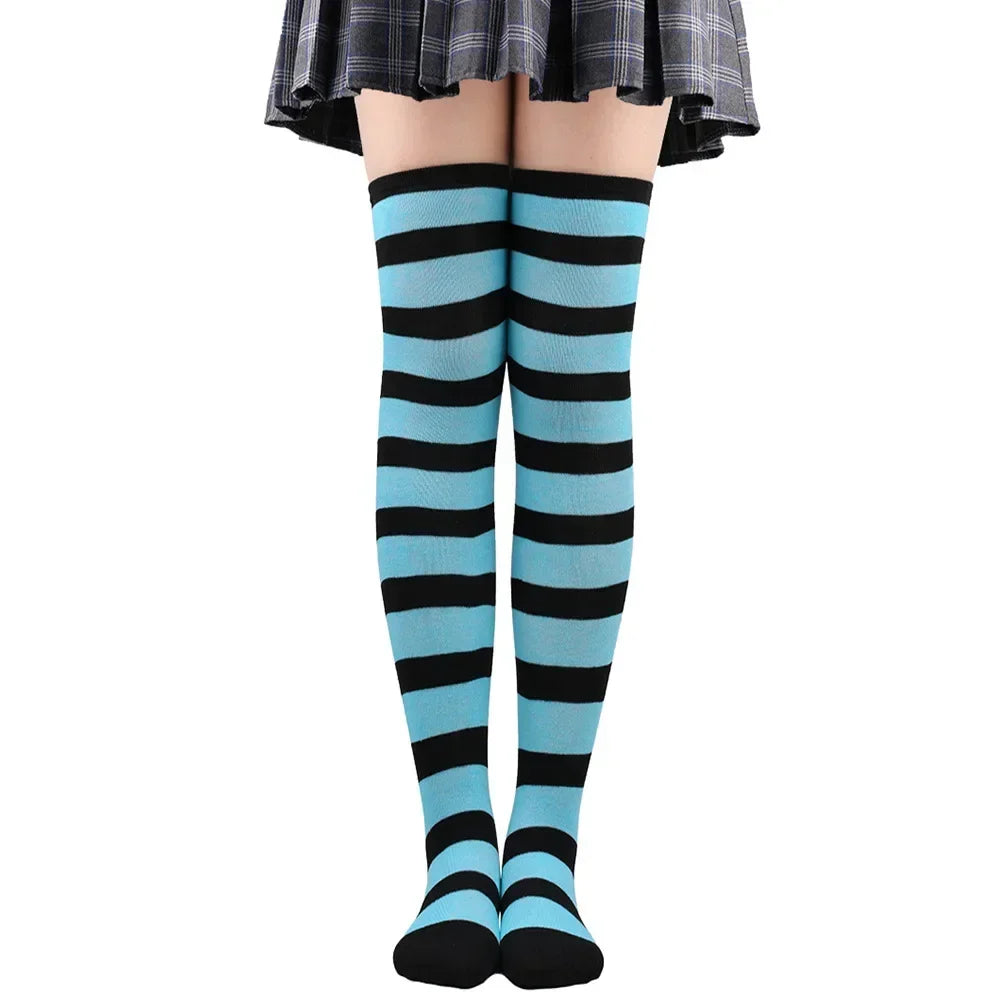 Sweet Stripe Thigh High Stockings (Colors)