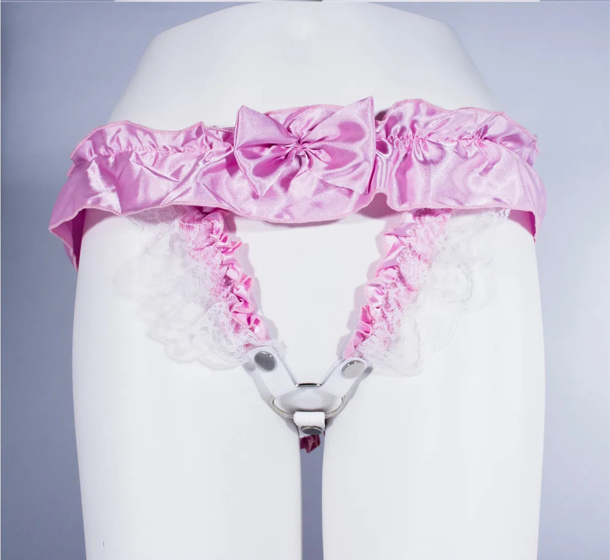 Pink Sissy Chastity Cage Ruffle Panties