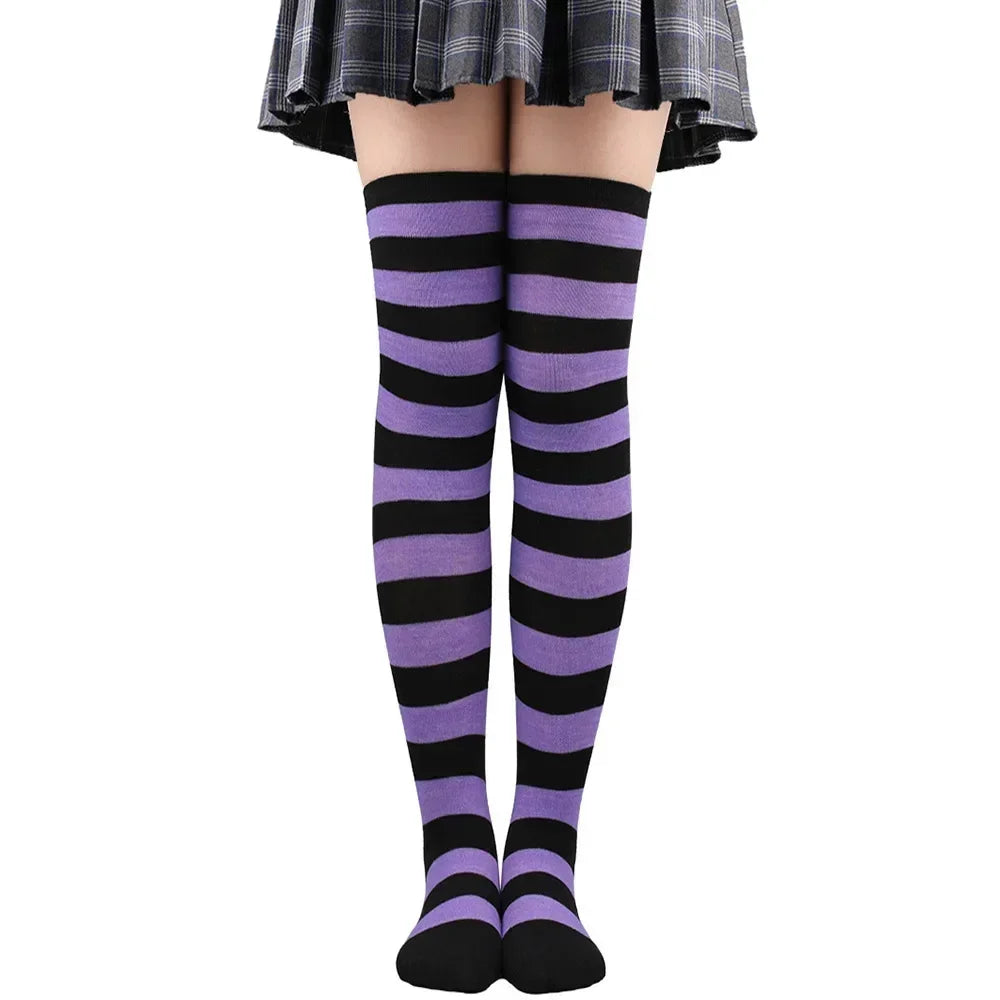 Sweet Stripe Thigh High Stockings (Colors)