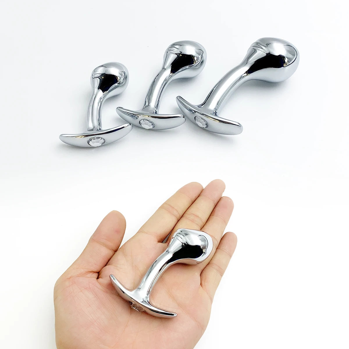 Gem Base Sleek Tapered Stainless Steel Anal Plug