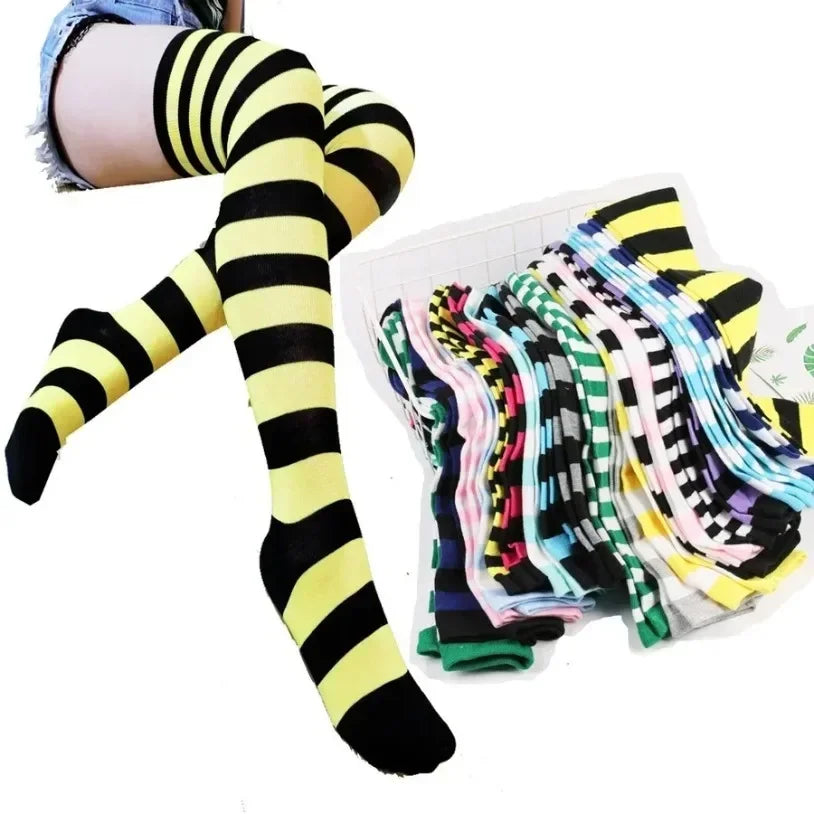 Sweet Stripe Thigh High Stockings (Colors)
