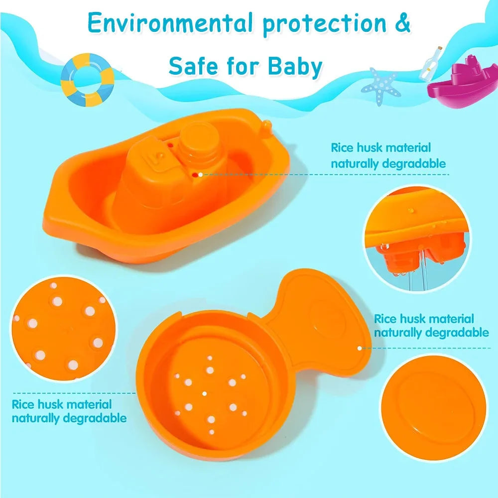 Stacking Bath Toys – Rainbow Cups, Boats & Spoons Set