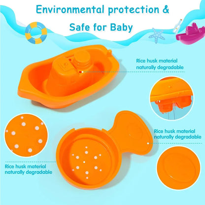 Stacking Bath Toys – Rainbow Cups, Boats & Spoons Set