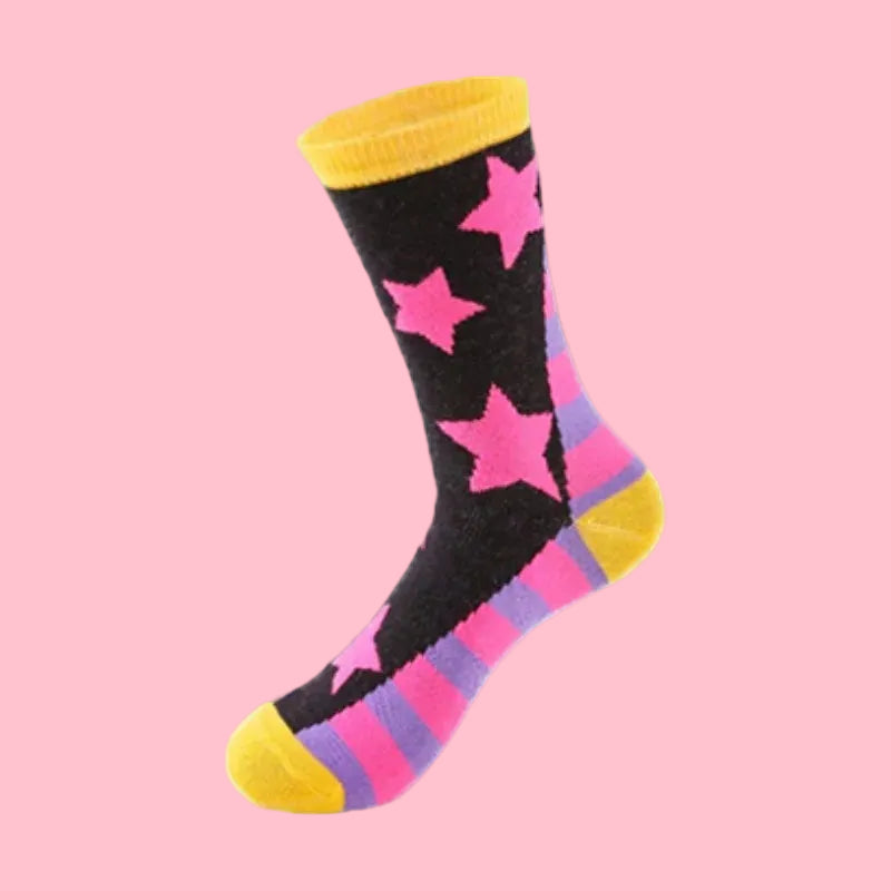 Star Pattern Long Socks (5 Pairs)