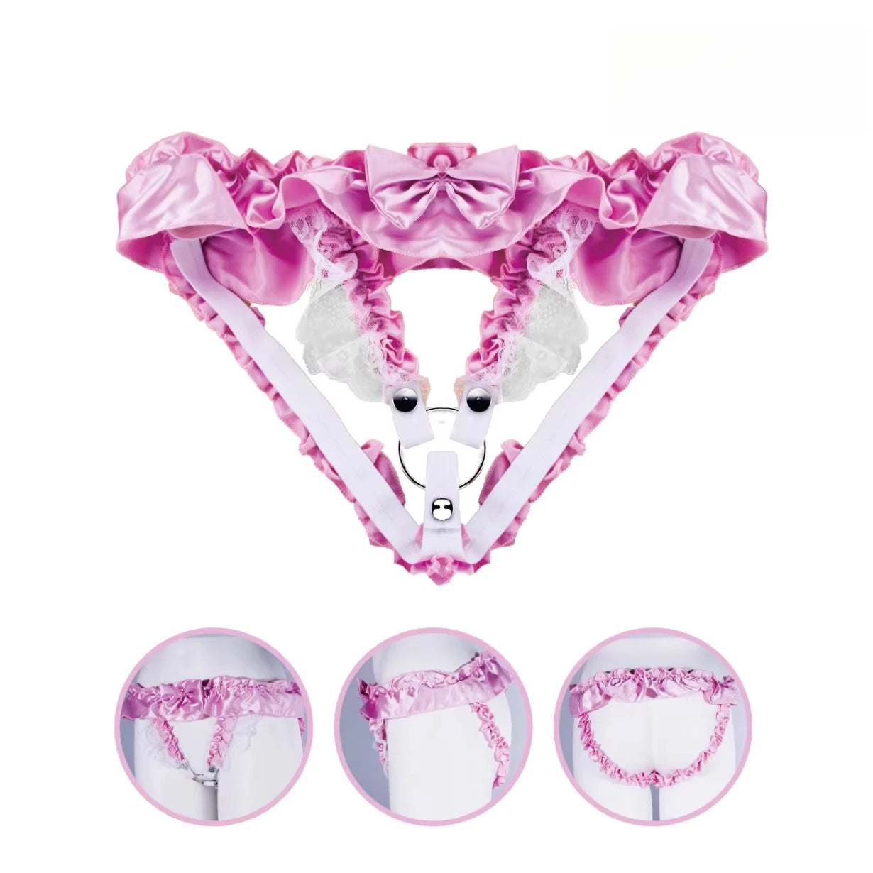 Pink Sissy Chastity Cage Ruffle Panties