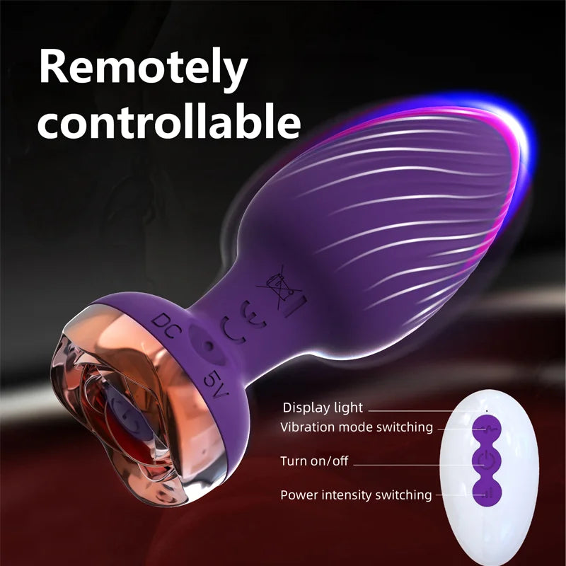 Rose Vibrator Anal Plug Remote-Controlled