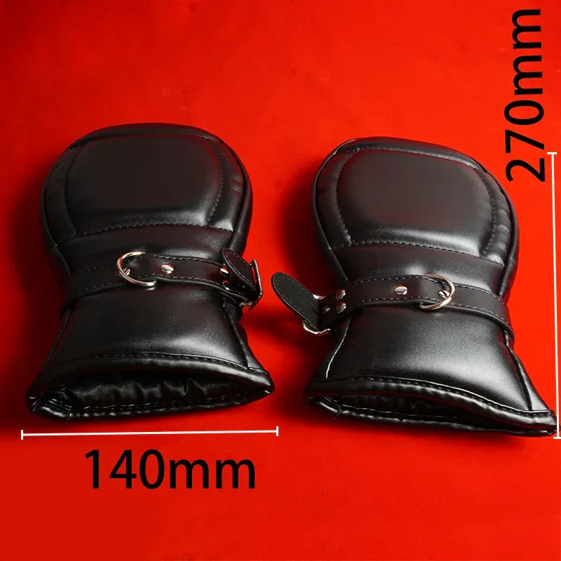 Leather Padded Bondage Mittens - Puppy's Aesthetics