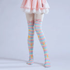 Lolita Bowknot Striped Rainbow Pantyhose