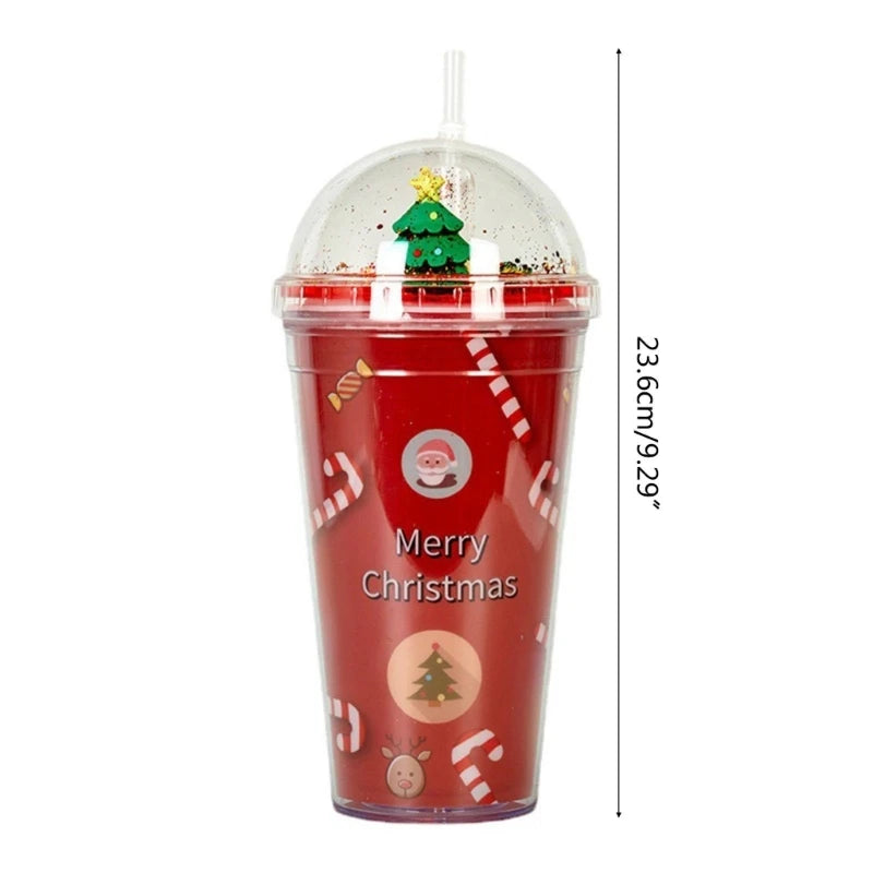 Cute Christmas Cup with Lid Straw