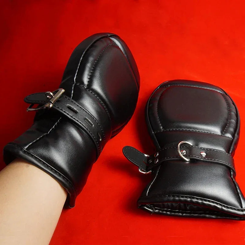 Leather Padded Bondage Mittens - Puppy's Aesthetics