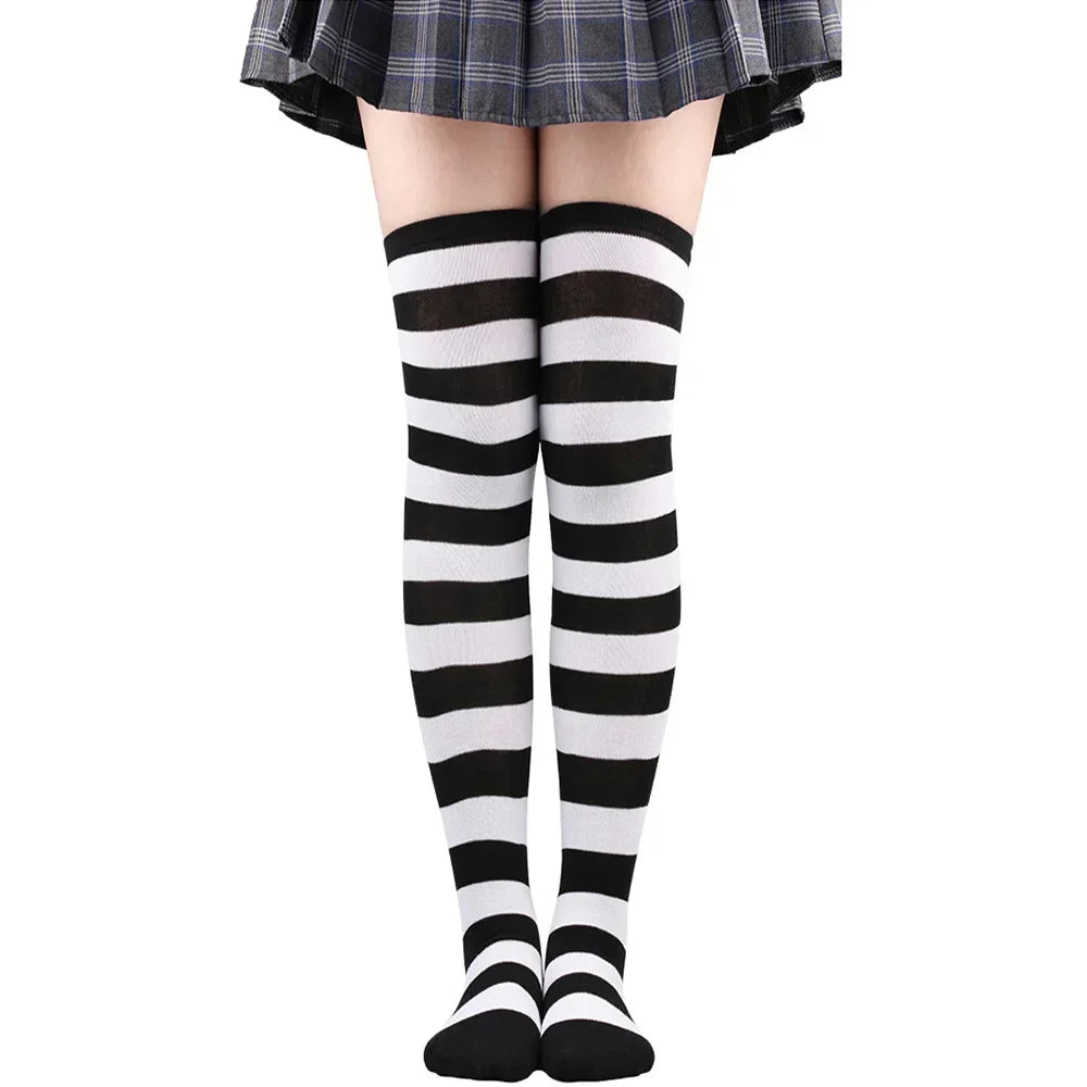 Sweet Stripe Thigh High Stockings (Colors)