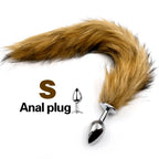Brown Wolf Tail Stainless Steel Plug