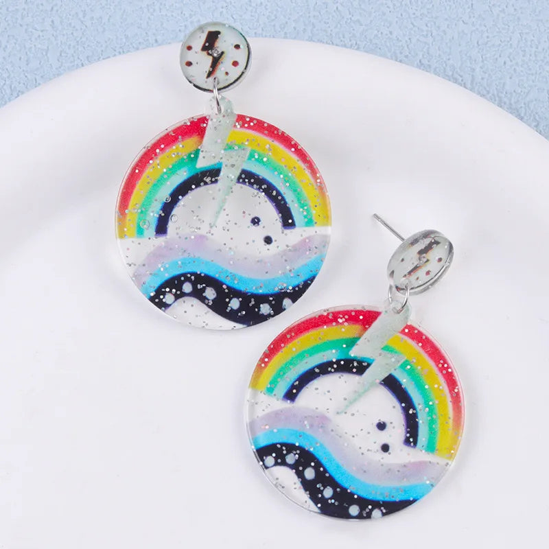 Stormy Skies Rainbow Drop Earrings (Colors) - Puppy's Aesthetics
