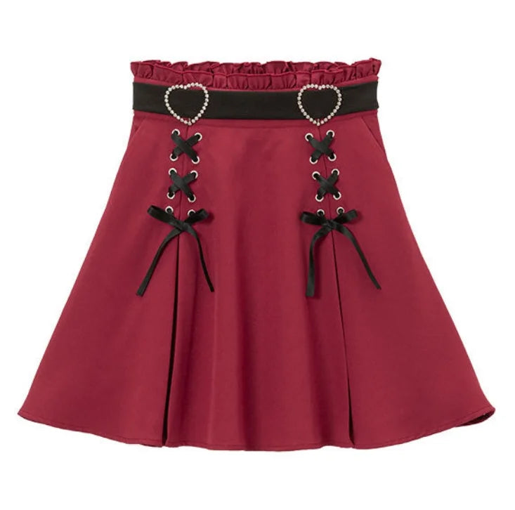 Gothic Heart High Waist Mini Bandage Skirt (Colors)