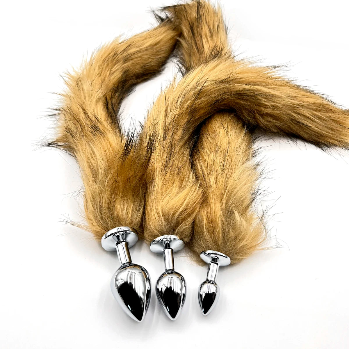 Brown Wolf Tail Stainless Steel Plug