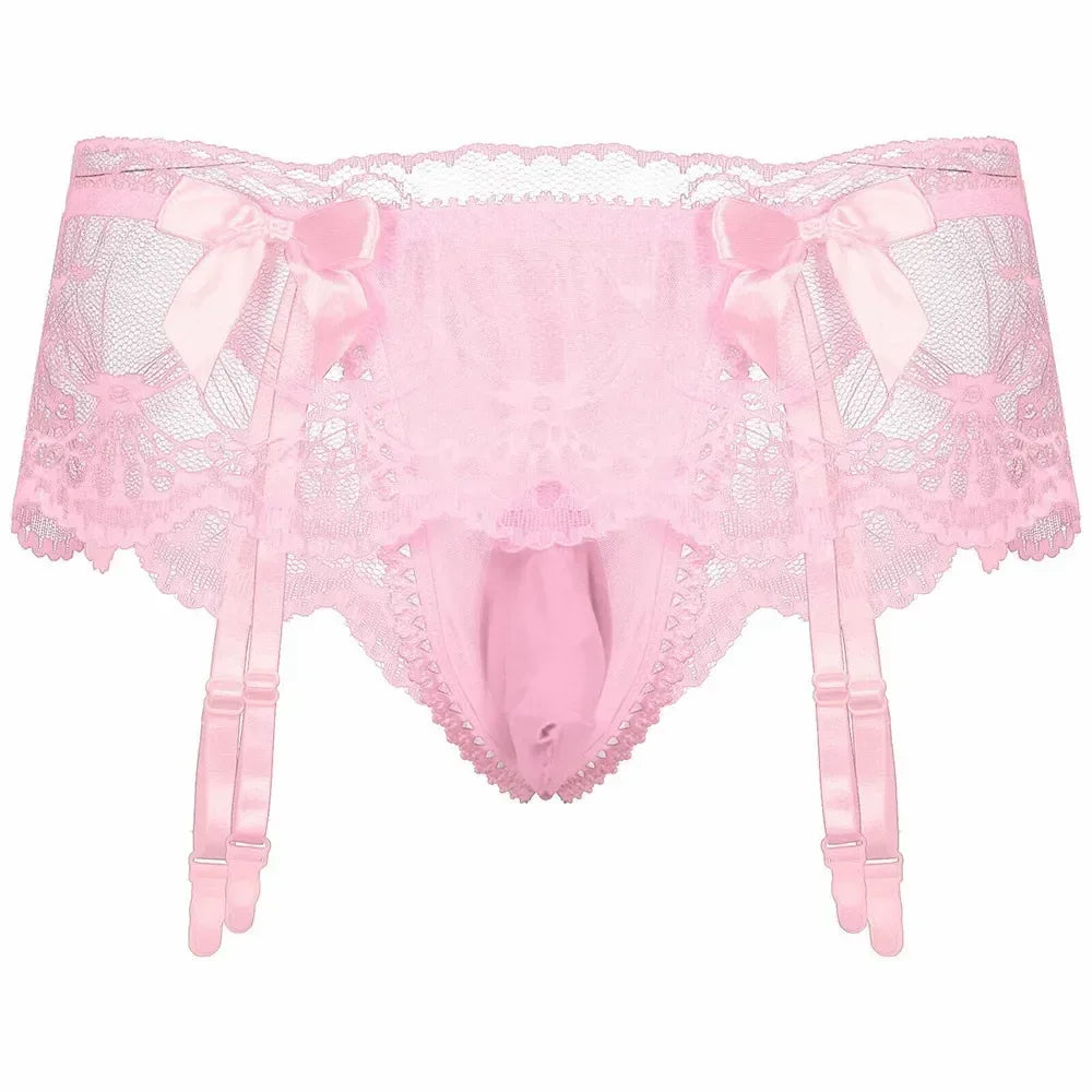 Sissy Lace Panties – Bowknot Briefs Garter - Puppy's Aesthetics