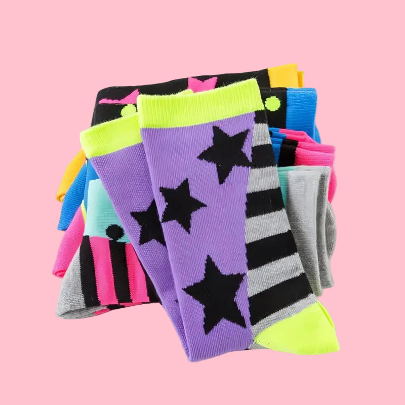 Star Pattern Long Socks (5 Pairs)