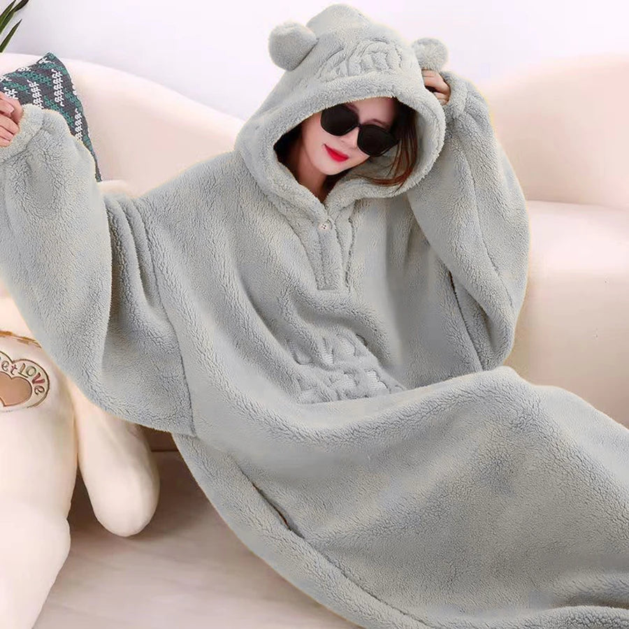 Oversized Soft Fleece Hooded Blanket (Colors)