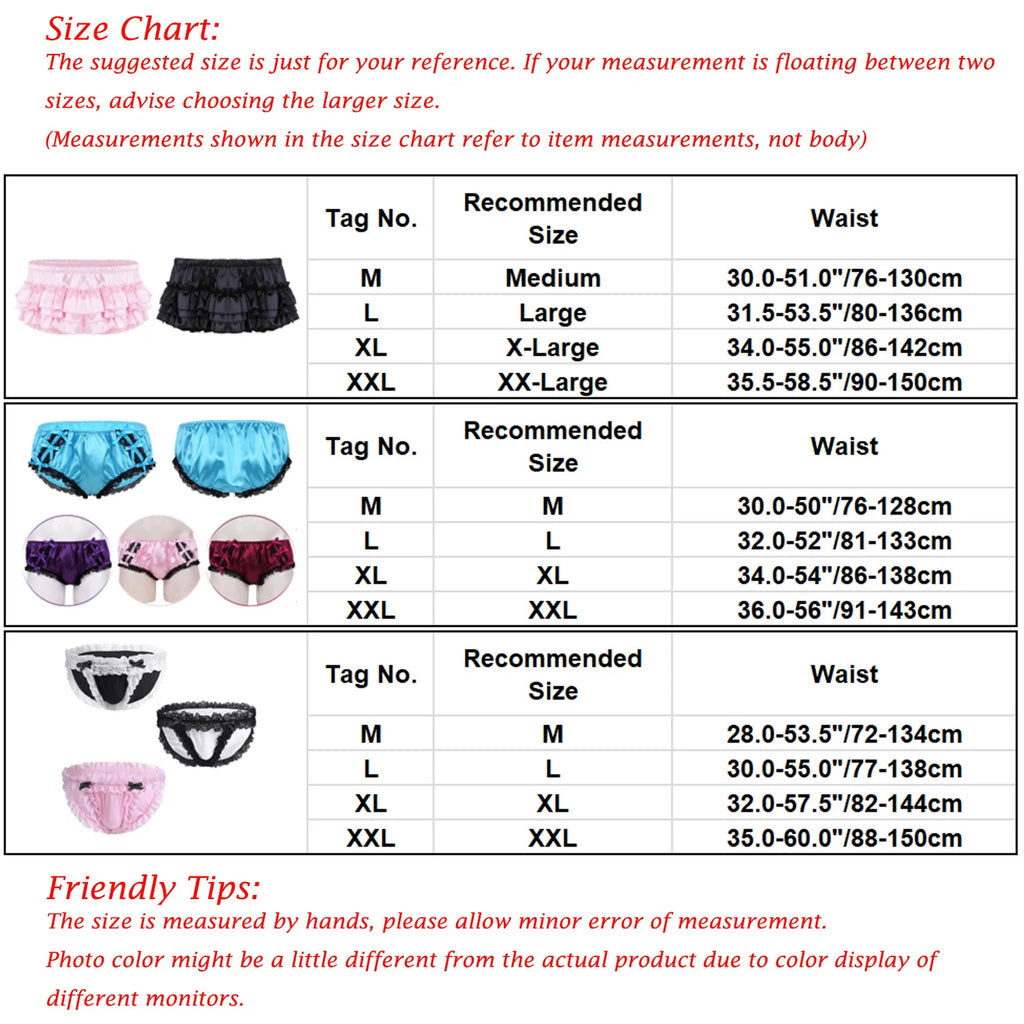 Sissy Ruffled Bloomer Panties – Satin (Colors)