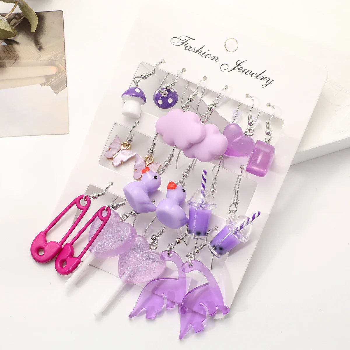 Cute Purple Kawaii Earrings