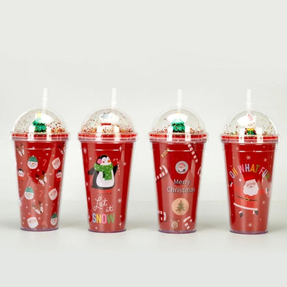 Cute Christmas Cup with Lid Straw