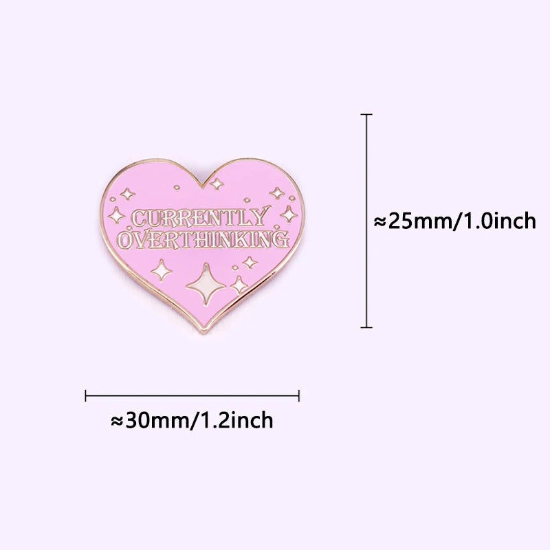 Currently Overthinking Glitter Heart Enamel Pin - Puppy's Aesthetics