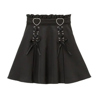 Gothic Heart High Waist Mini Bandage Skirt (Colors)