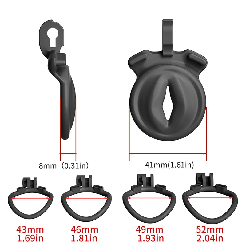 Adjustable Chastity Cage Set with Rings