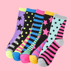 Star Pattern Long Socks (5 Pairs)