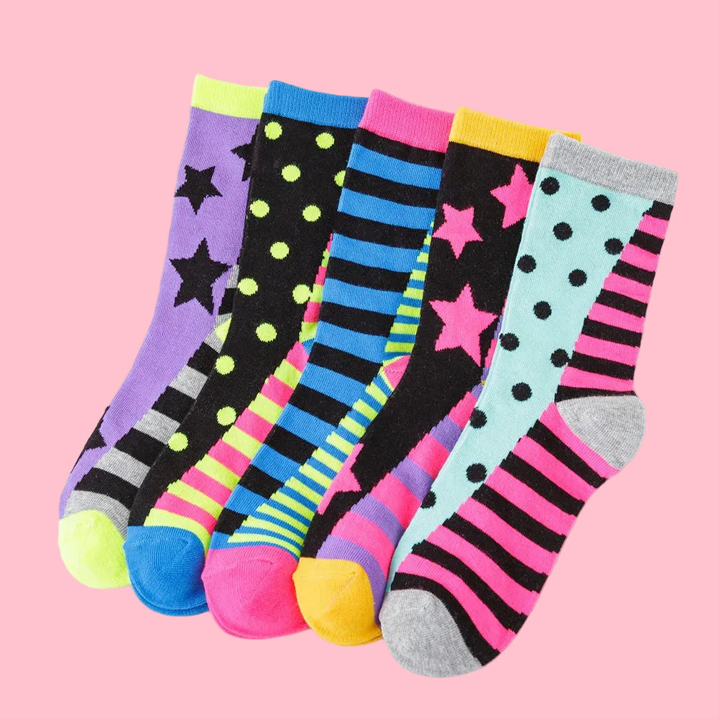 Star Pattern Long Socks (5 Pairs)
