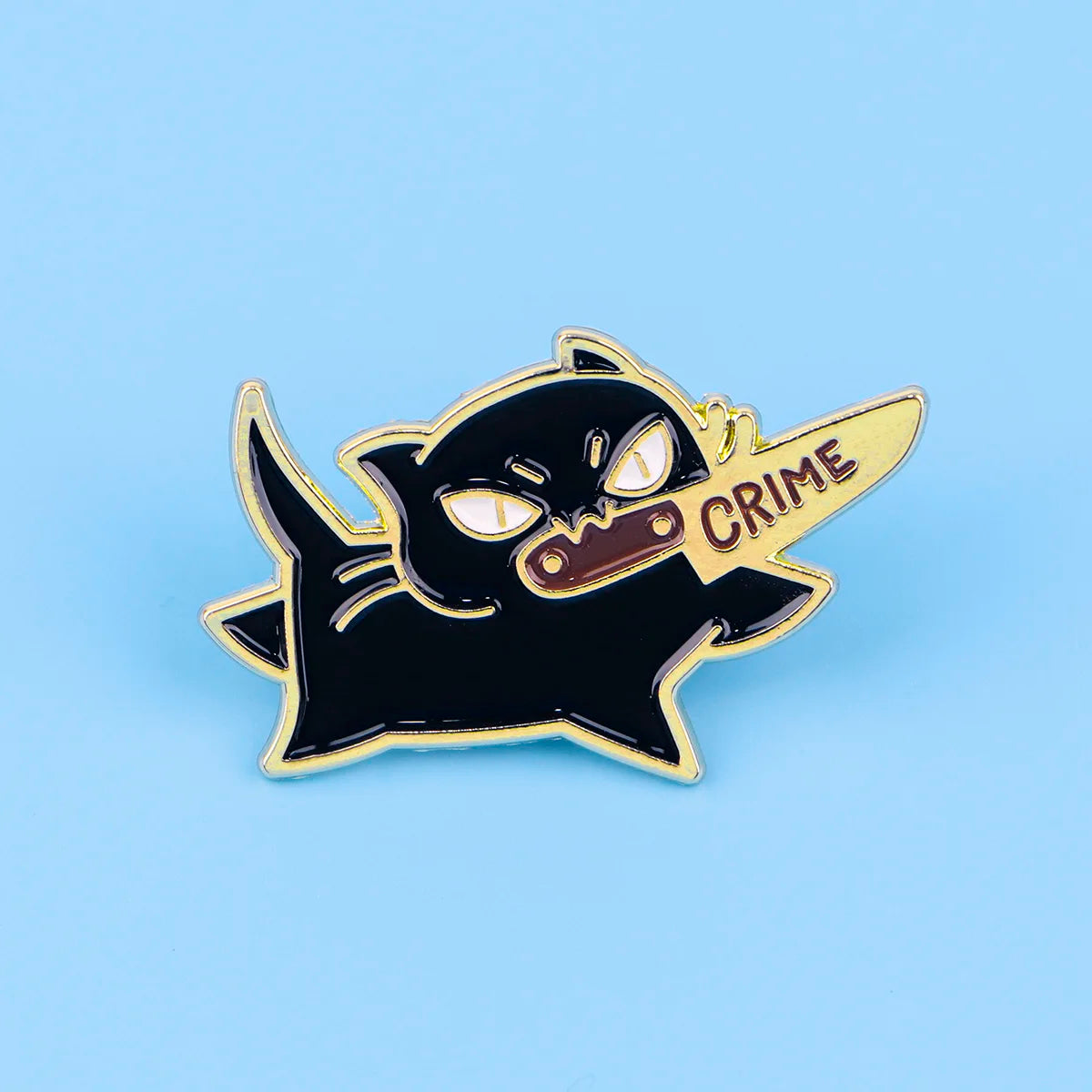 Black Cat Crime Enamel Pin