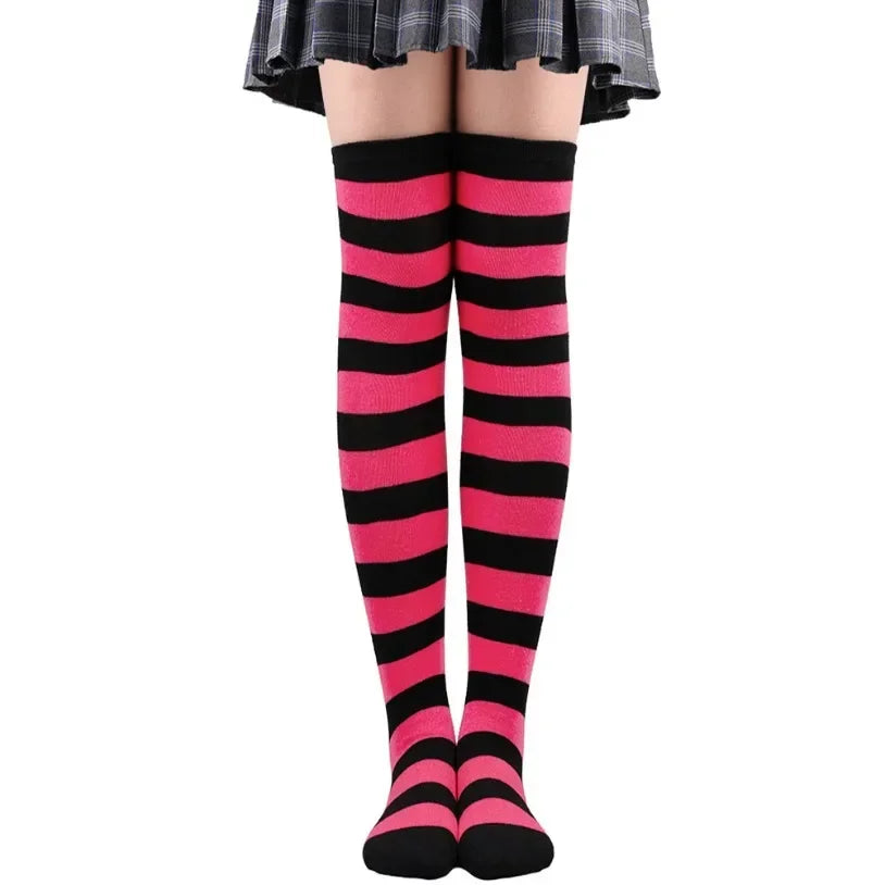 Sweet Stripe Thigh High Stockings (Colors)