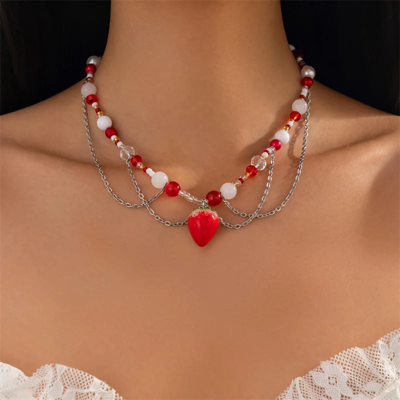 Berry Baby Bow Necklace - Puppy's Aesthetics