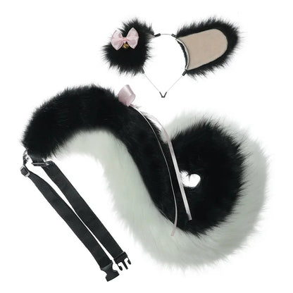 Cute Black Petplay Bows Ears & Tail Set (Also Sold Separately)