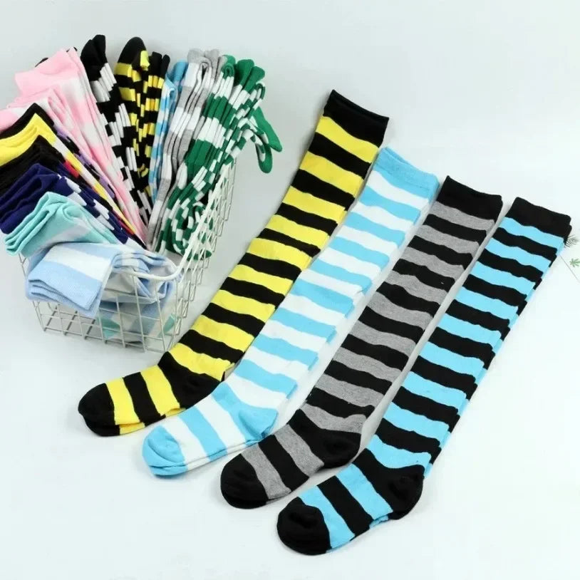 Sweet Stripe Thigh High Stockings (Colors)