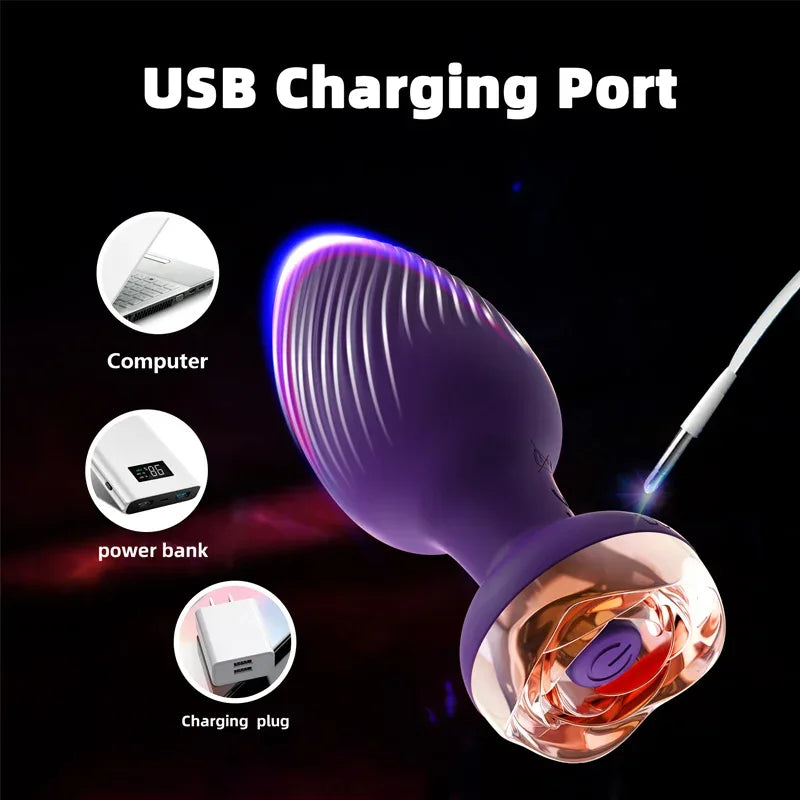 Rose Vibrator Anal Plug Remote-Controlled - Puppy's Aesthetics