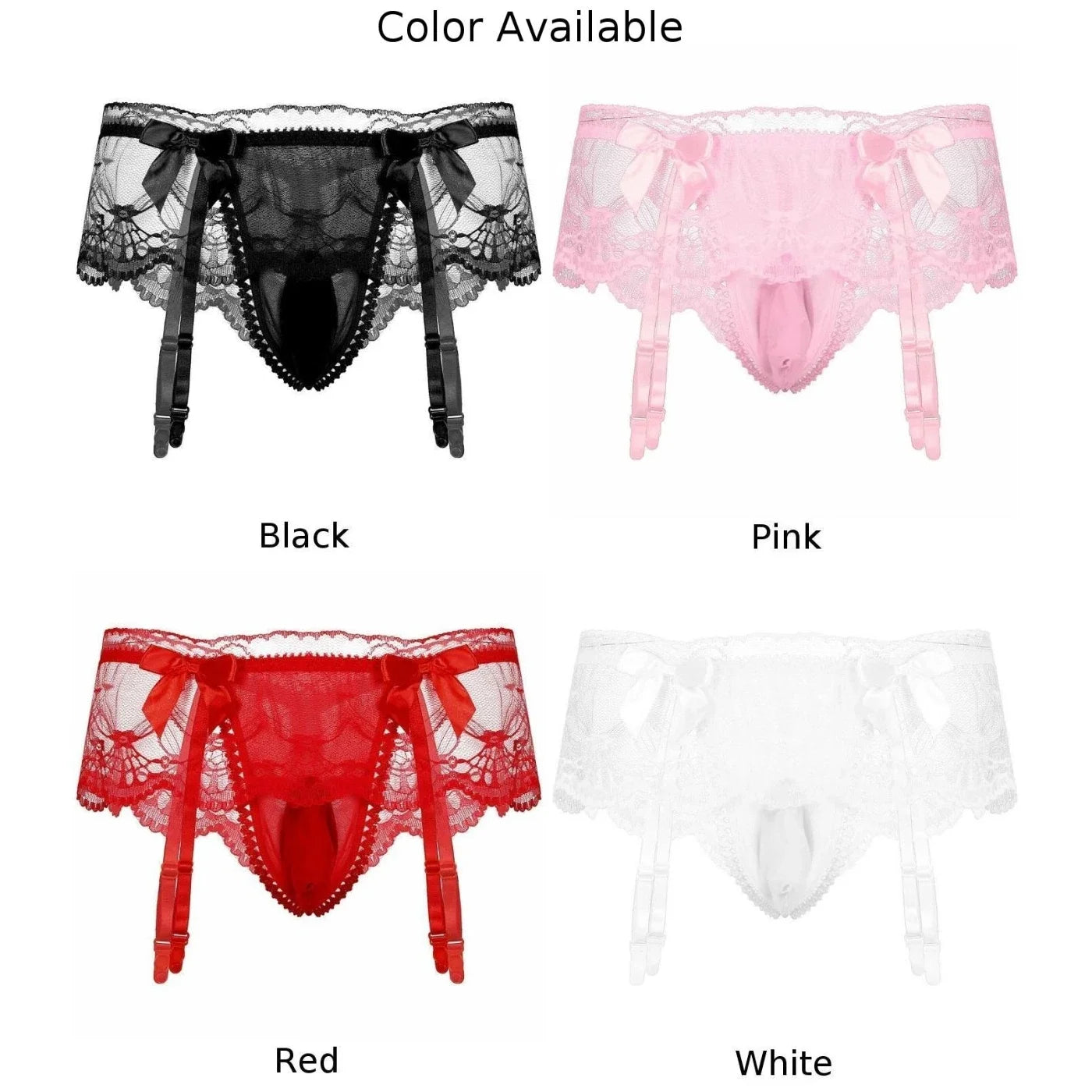 Sissy Lace Panties –  Bowknot Briefs Garter