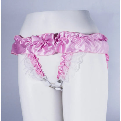 Pink Sissy Chastity Cage Ruffle Panties
