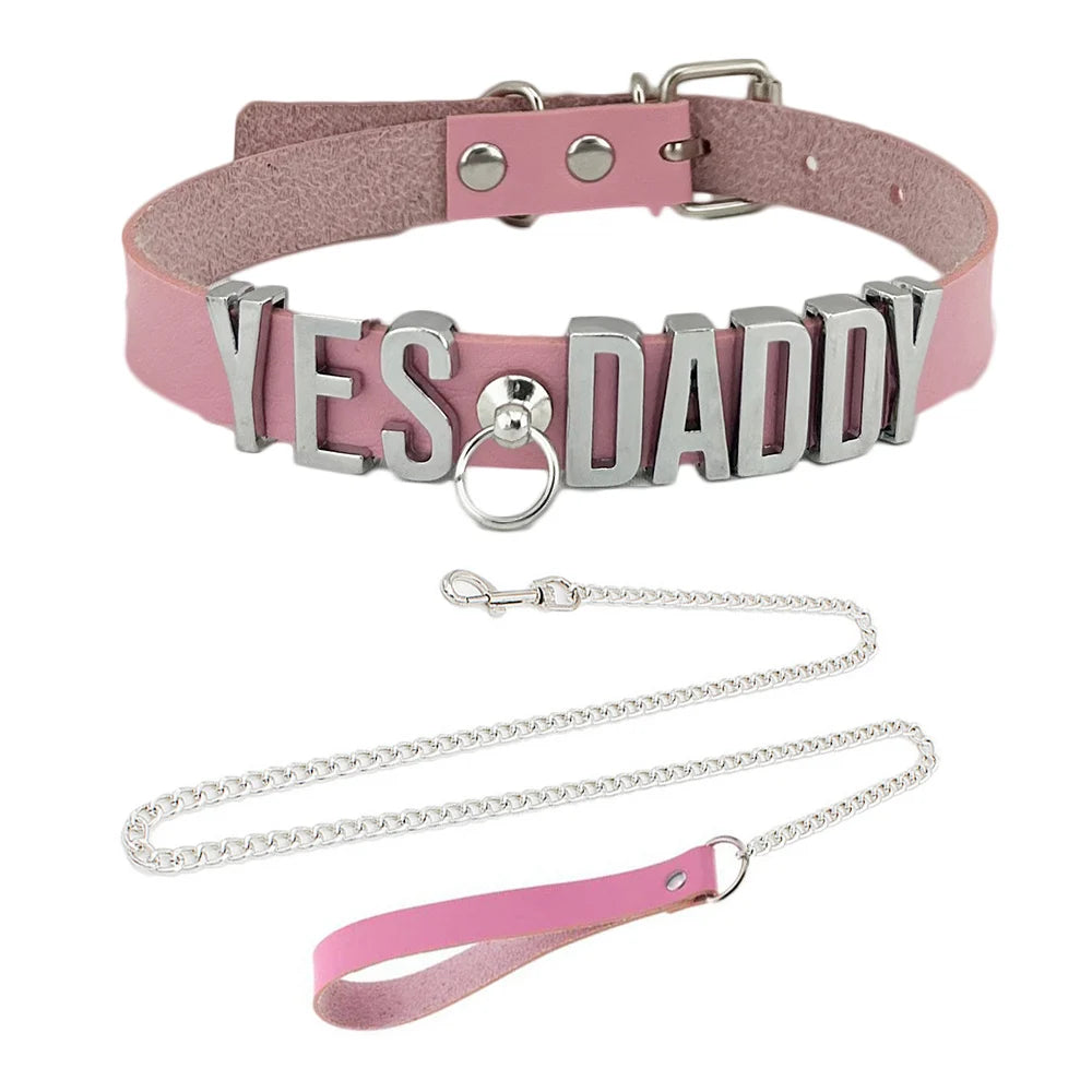 Yes Daddy Pink Collar + Leash (Colors)