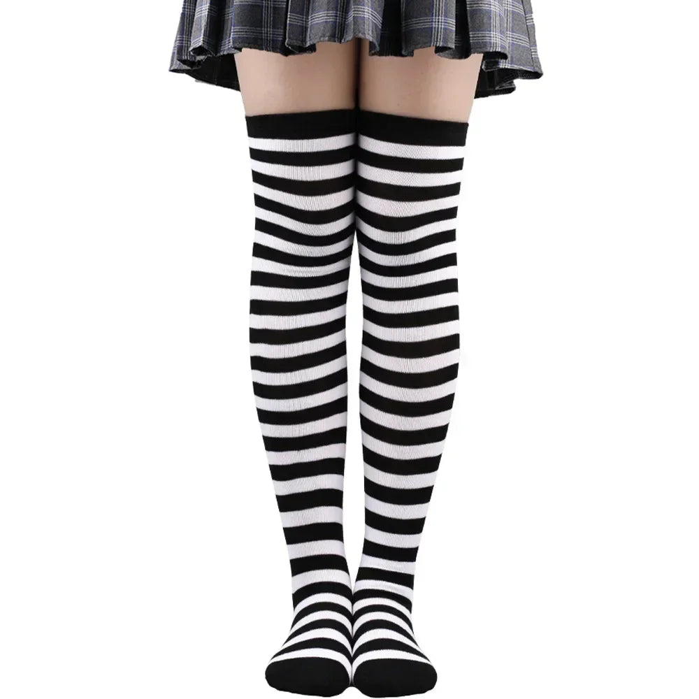 Sweet Stripe Thigh High Stockings (Colors)