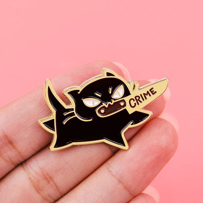 Black Cat Crime Enamel Pin