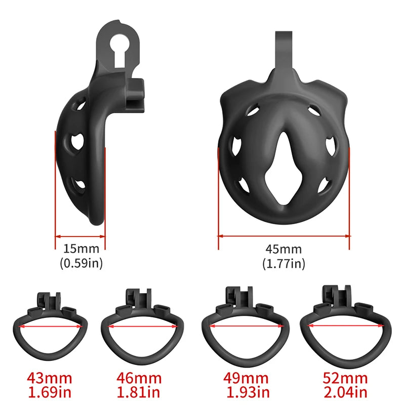 Adjustable Chastity Cage Set with Rings