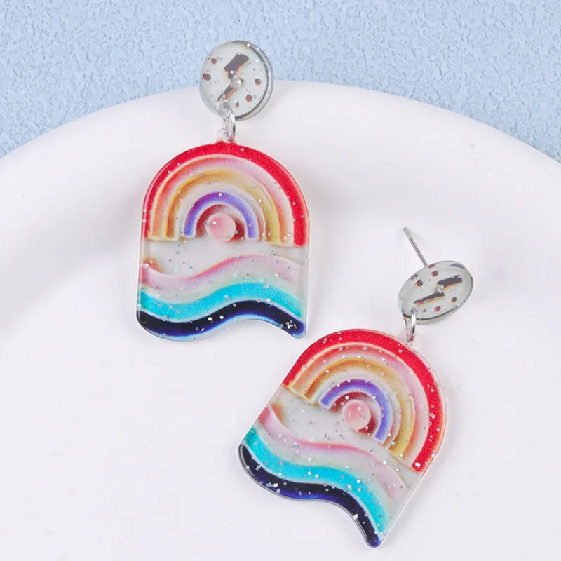 Stormy Skies Rainbow Drop Earrings (Colors) - Puppy's Aesthetics